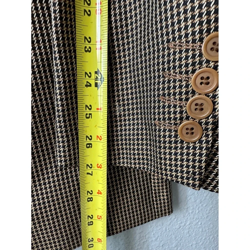 Lubiam Houndstooth Blazer Made in Italy Brown‎ Wool Blend Sport Coat XXL - Picture 6 of 10